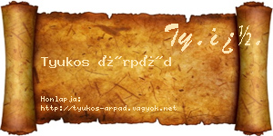 Tyukos Árpád névjegykártya